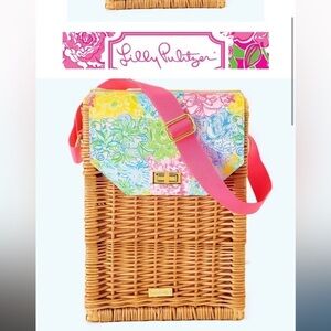 NWOT Lilly Pulitzer Wicker Wine Picnic Basket